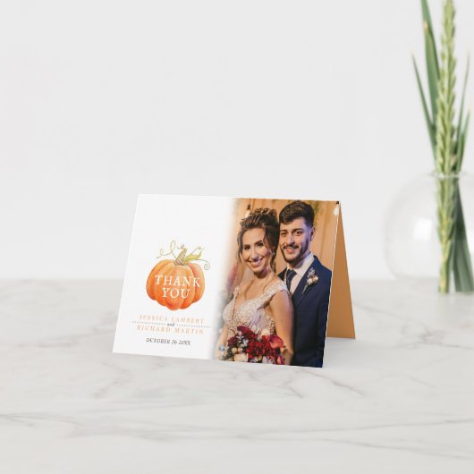 Pumpkin fall wedding photo bedankkaart (Voorkant)