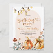 Pumpkin Fall Wildflower Theme Birthday Party Kaart (Voorkant)