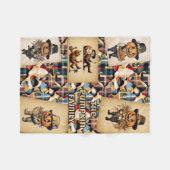 Pumpkin Family Pilgrims Plaid Fleece Deken (Voorkant (Horizontaal))
