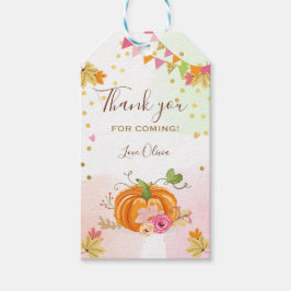 Pumpkin Favor Tags herfst bladeren roze Floral Cadeaulabel