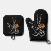 Pumpkin feeën hebben plezier op Halloween Ovenwant & Pannenlap Set (Voorkant)