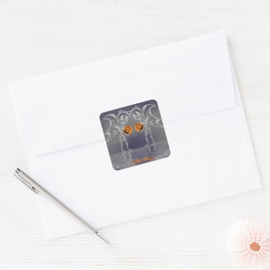 Pumpkin feeën hebben plezier op Halloween Vierkante Sticker (Envelop)