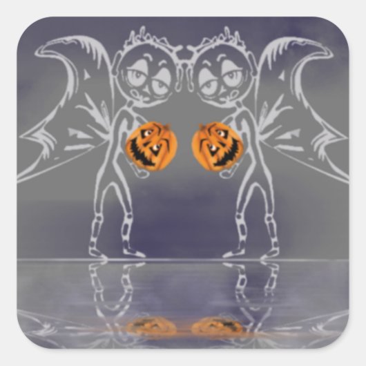 Pumpkin feeën hebben plezier op Halloween Vierkante Sticker (Voorkant)