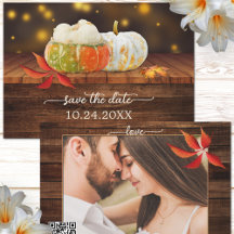 Pumpkin Festive Herfst QR Photo Save the Date Card