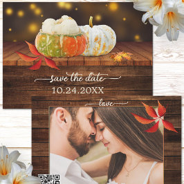 Pumpkin Festive Herfst QR Photo Save the Date Card