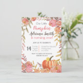 Pumpkin First Birthday Autumn Herfst Invitation Kaart (Staand voorkant)
