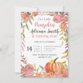 Pumpkin First Birthday Autumn Herfst Invitation Kaart (Voorkant)