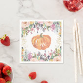 Pumpkin First Birthday Floral Gold Glitter Servet (Insitu)