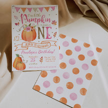 Pumpkin First Birthday Invitation, Autumn Herfst
