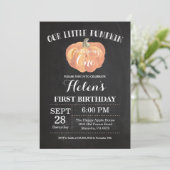 Pumpkin First Birthday Invitation Chalkboard Kaart (Staand voorkant)