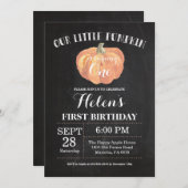 Pumpkin First Birthday Invitation Chalkboard Kaart (Voorkant / Achterkant)