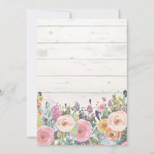 Pumpkin First Birthday Invitation Floral Rustic Kaart (Achterkant)