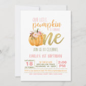 Pumpkin First Birthday Invitation - Girl #3 Kaart (Voorkant)