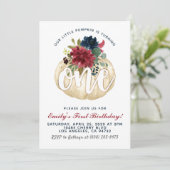 Pumpkin First Birthday Invitation Kaart (Staand voorkant)