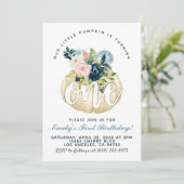 Pumpkin First Birthday Invitation Kaart (Staand voorkant)