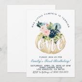 Pumpkin First Birthday Invitation Kaart (Voorkant / Achterkant)