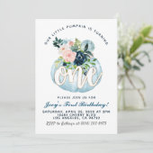 Pumpkin First Birthday Invitation Kaart (Staand voorkant)