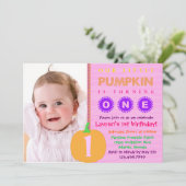 Pumpkin First Birthday Invitation Kaart (Staand voorkant)