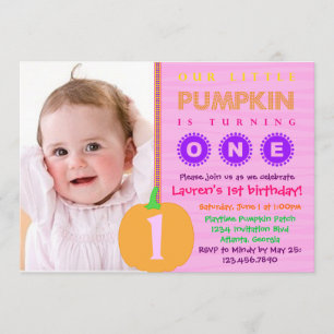 Pumpkin First Birthday Invitation Kaart