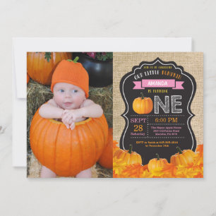Pumpkin First Birthday Invitation Oranje Burlap Kaart