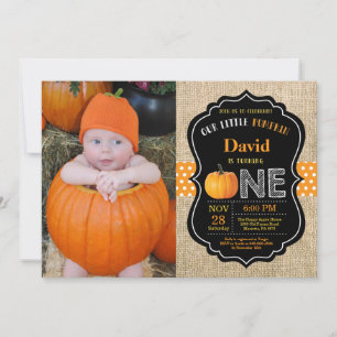Pumpkin First Birthday Invitation Oranje Burlap Kaart