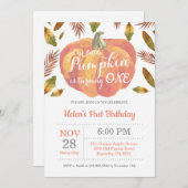 Pumpkin First Birthday Invitation Sinaasappel Kaart (Voorkant / Achterkant)