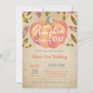 Pumpkin First Birthday Invitation Sinaasappel Kaart