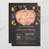 Pumpkin First Birthday Invitation Sinaasappel Kaart (Voorkant / Achterkant)