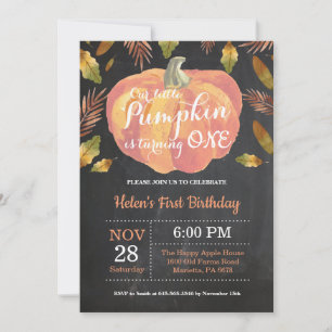 Pumpkin First Birthday Invitation Sinaasappel Kaart
