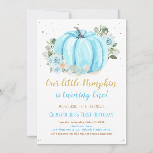 Pumpkin First Birthday Kaart (Voorkant)