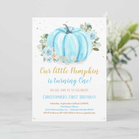 Pumpkin First Birthday Kaart (Staand voorkant)