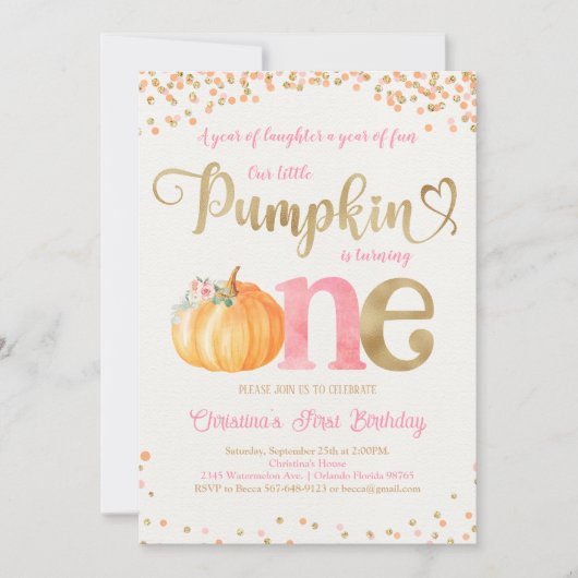 Pumpkin First Birthday Kaart (Voorkant)