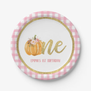 Pumpkin First Birthday Paper Bord - P Gingham C