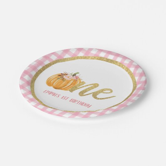 Pumpkin First Birthday Paper Bord - P Gingham C (Gekanteld)