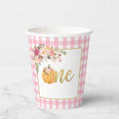 Pumpkin First Birthday Paper Cup - Florence Pink P Papieren Bekers (Voorkant)