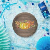Pumpkin First Birthday Rustic Herfst herfst Papieren Bordje (Feest)