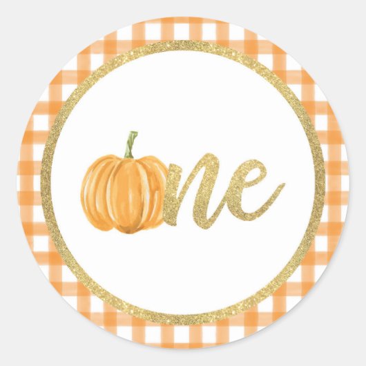 Pumpkin First Birthday Sticker - Oranje speldensta (Voorkant)