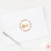 Pumpkin First Birthday Sticker - Roze stripes (Envelop)
