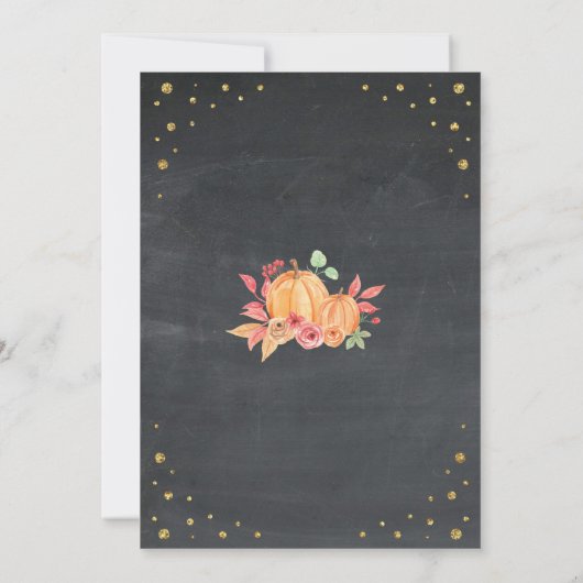 Pumpkin First One Birthday Herfst Chalk Invite Kaart (Achterkant)