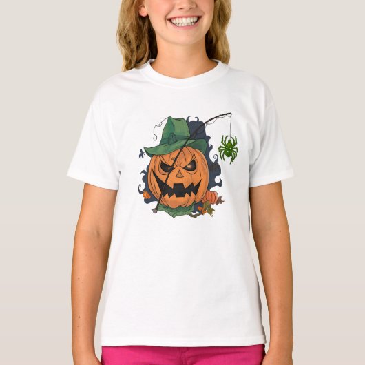 Pumpkin Fisherman Vist Funny Halloween T-shirt (Voorkant)