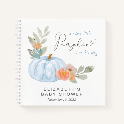 Pumpkin Floral Baby Boy Shower Guest Book Notitieboek (Voorkant)