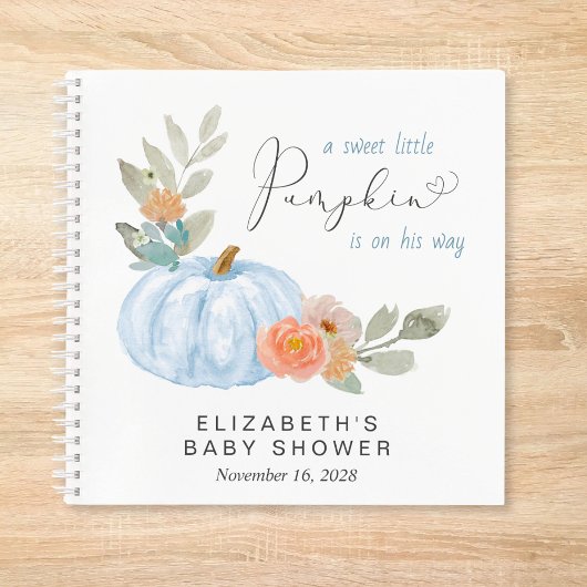 Pumpkin Floral Baby Boy Shower Guest Book Notitieboek