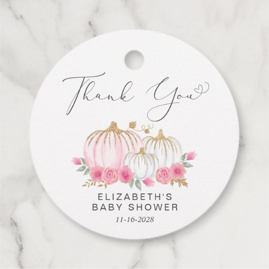 Pumpkin Floral Baby Girl Shower Bedankjes Labels (Achterkant)