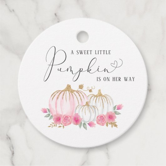 Pumpkin Floral Baby Girl Shower Bedankjes Labels (Voorkant)
