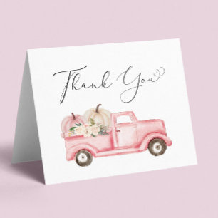 Pumpkin Floral Baby Girl Shower Bedankkaart