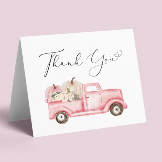 Pumpkin Floral Baby Girl Shower Bedankkaart