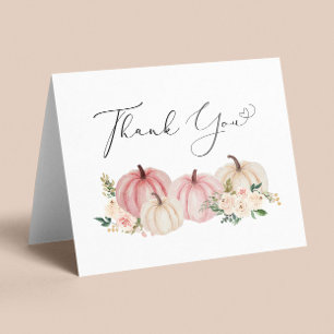Pumpkin Floral Baby Girl Shower Bedankkaart