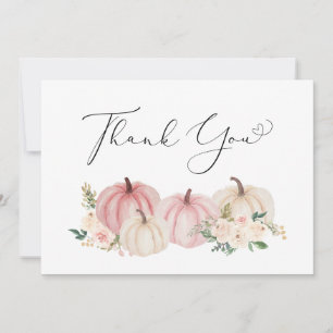 Pumpkin Floral Baby Girl Shower Bedankkaart