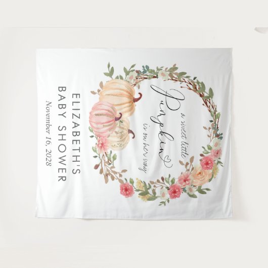 Pumpkin Floral Baby Girl Shower Foto Backdrop Wandkleed (Voorkant (horizontaal))