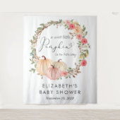Pumpkin Floral Baby Girl Shower Foto Backdrop Wandkleed (Voorkant)
